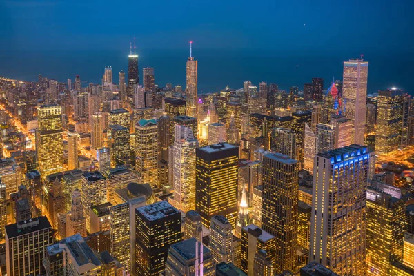 Aerial View Chicago Downtown Sunset High — Stock Photo, Image