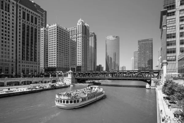 Río Chicago Centro Chicago Skyline — Foto de Stock