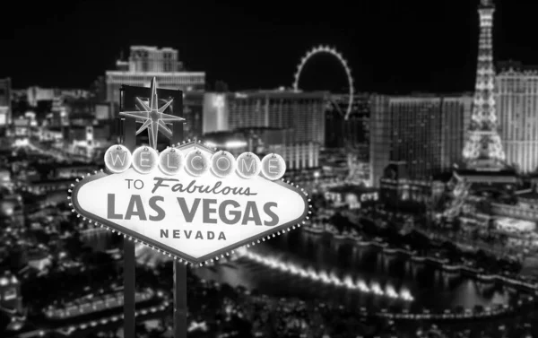 Bem Vindo Fabuloso Sinal Las Vegas Nevada Com Vista Superior — Fotografia de Stock