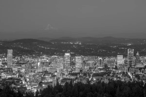 Centro Portland Oregon Atardecer Desde Pittock Mansion — Foto de Stock