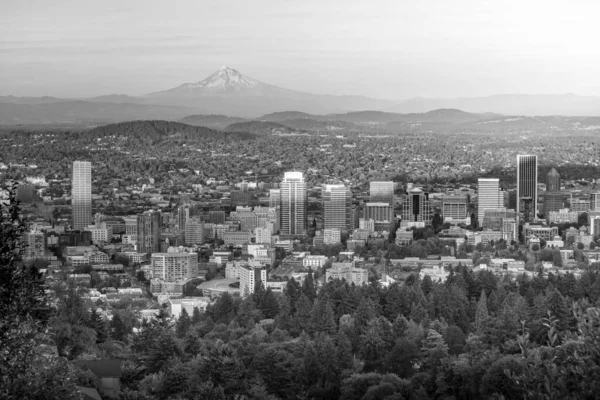 Centre Ville Portland Oregon Coucher Soleil Depuis Pittock Mansion — Photo