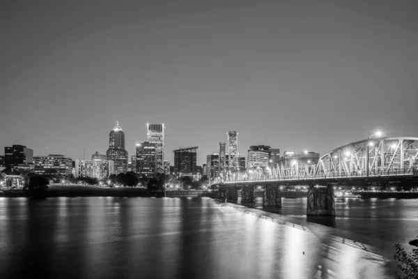 Downtown Portland Oregon Skyline Nuit Aux États Unis — Photo