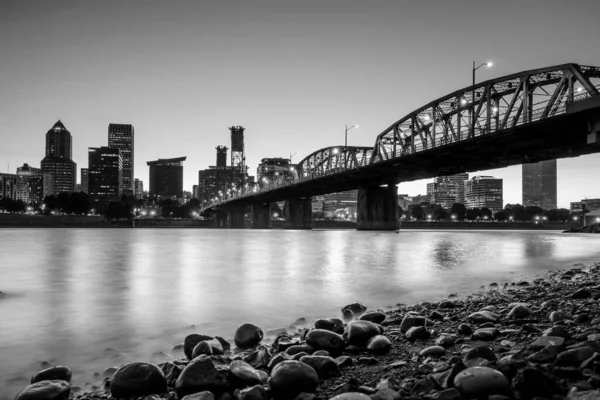 Skyline Der Innenstadt Von Portland Oregon Bei Sonnenuntergang Den Usa — Stockfoto