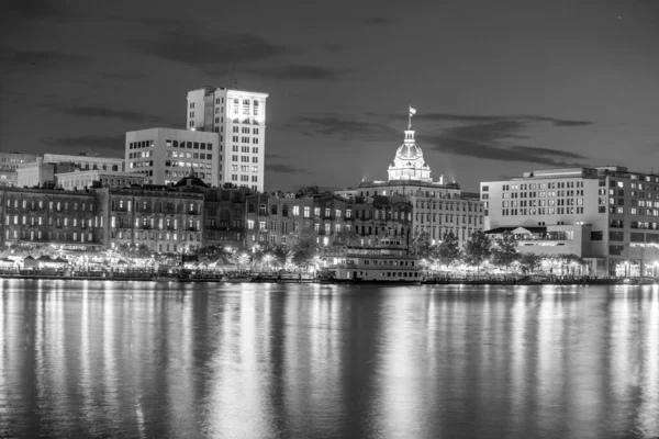 Historic District Front Mer Savannah Géorgie États Unis Crépuscule — Photo