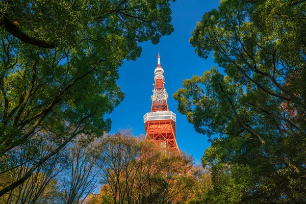 Tokyo Tower Μπλε Ουρανό Στην Ιαπωνία — Φωτογραφία Αρχείου