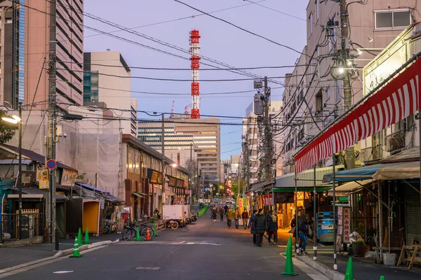 Tokio Japan Dez Blick Auf Den Tsukiji Fischmarkt Mit Einzelhandelsgeschäften — Stockfoto