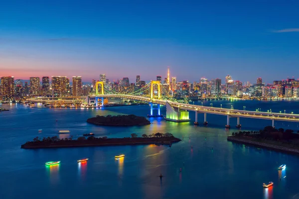 Tokyo Skyline Tokyo Tower Rainbow Bridge Sunset Japan — Stock Photo, Image