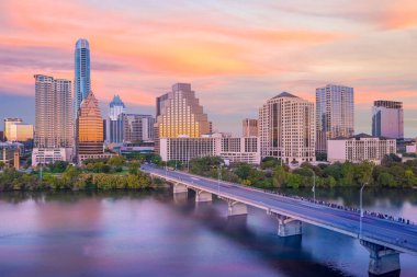 Austin, Teksas 'ın merkezindeki Skyline, ABD