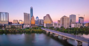 Austin, Teksas 'ın merkezindeki Skyline, ABD