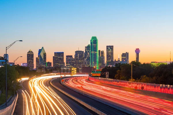 Dallas Skyline Centro Cidade Crepúsculo Texas Eua — Fotografia de Stock