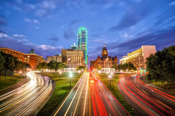 Dallas Skyline Centro Cidade Crepúsculo Texas Eua — Fotografia de Stock