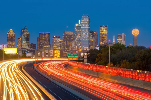 Dallas Skyline Centro Cidade Crepúsculo Texas Eua — Fotografia de Stock