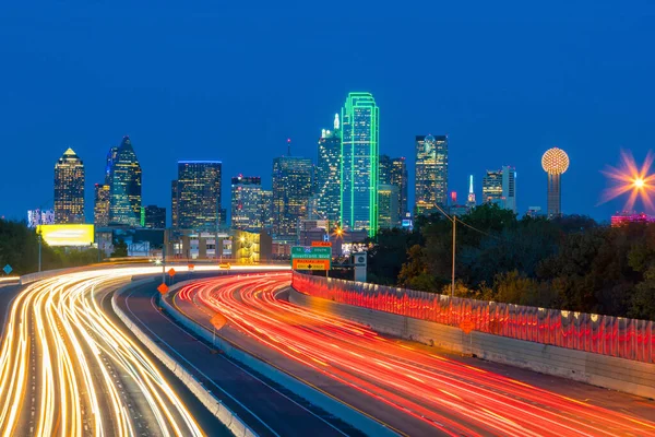 Dallas Skyline Centro Cidade Crepúsculo Texas Eua — Fotografia de Stock