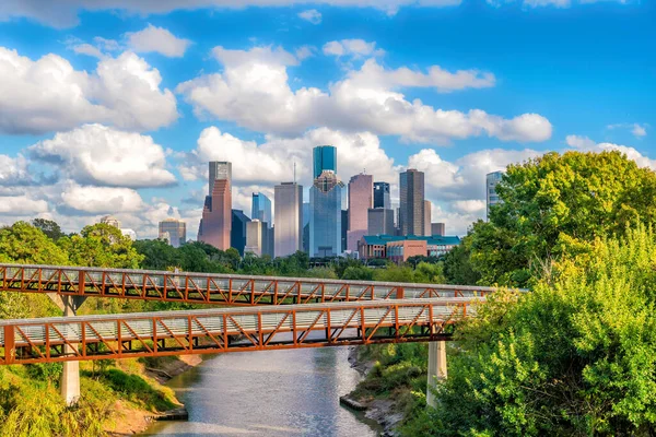 Centrum Houston Panorama Teksasie Usa Bluesky — Zdjęcie stockowe