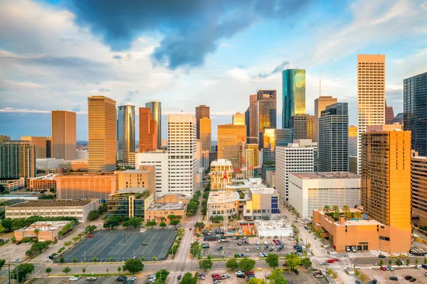 Downtown Houston Skyline Texas Usa Vid Skymning — Stockfoto