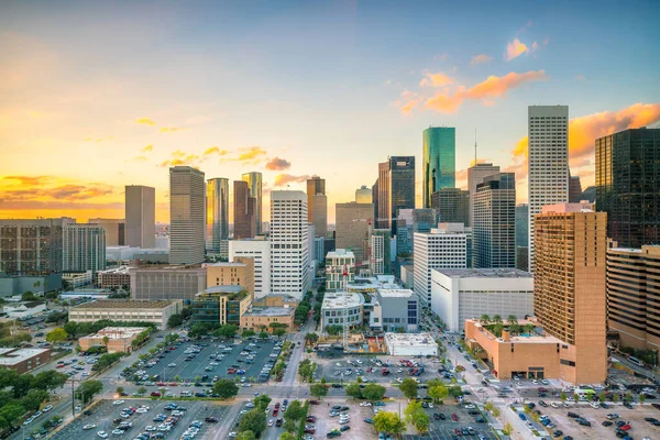 Downtown Houston Skyline Texas Usa Vid Skymning — Stockfoto