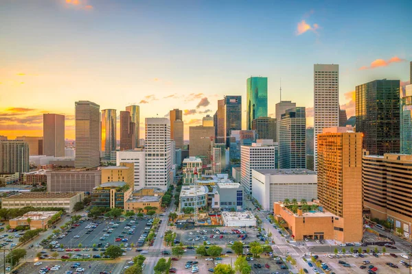 Downtown Houston Skyline Texas Eua Crepúsculo — Fotografia de Stock