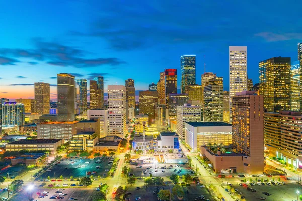 Downtown Houston Skyline Texas Eua Crepúsculo — Fotografia de Stock