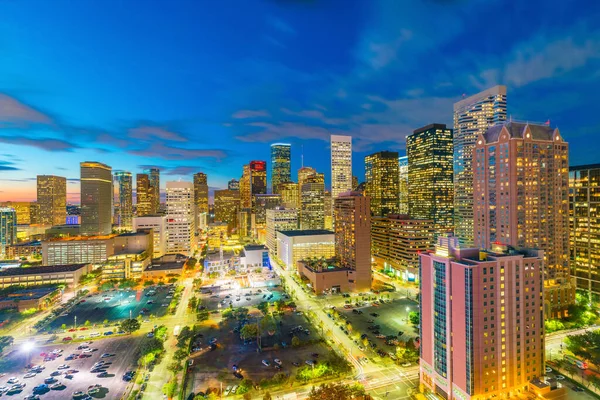 Downtown Houston Skyline Texas Eua Crepúsculo — Fotografia de Stock