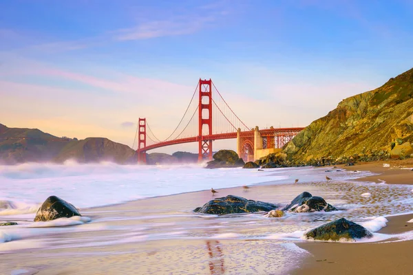 Golden Gate Köprüsü San Francisco Kaliforniya Gün Batımında — Stok fotoğraf