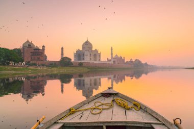 Taj Mahal in Agra India at sunset clipart