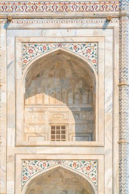 Taj Mahal, Agra Hindistan 'daki dekorasyonların ayrıntıları.