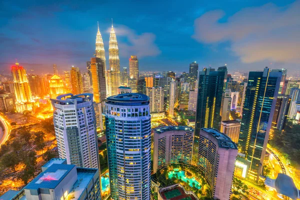 Downtown Kuala Lumpur Skyline Crepúsculo Malásia — Fotografia de Stock