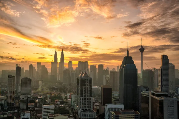 Downtown Kuala Lumpur Skyline Crépuscule Malaisie — Photo