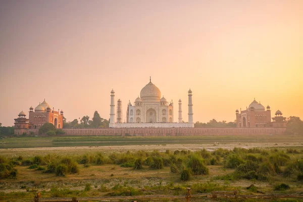 Taj Mahal Agra India Coucher Soleil — Photo