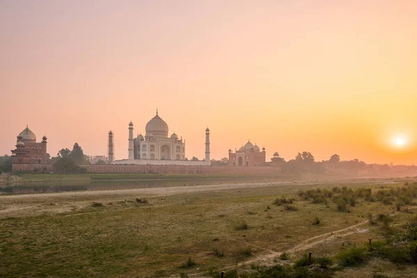 Taj Mahal Agra India Coucher Soleil — Photo