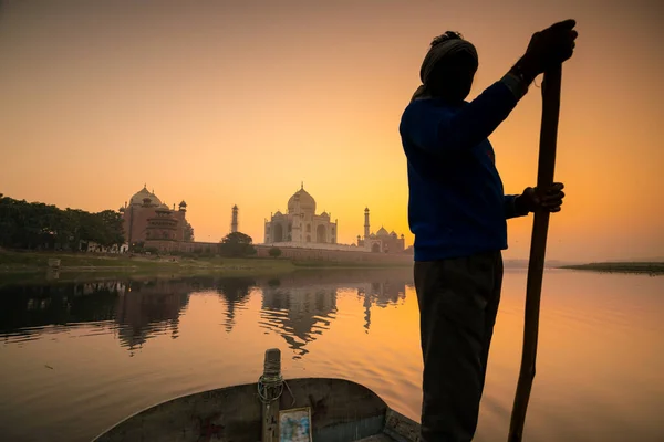 Taj Mahal Agra India Coucher Soleil — Photo