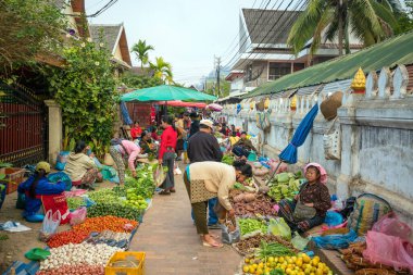 Luang Prabang Laos 'taki Luang Prabang Sabah Pazarı, 9 Şubat 2017