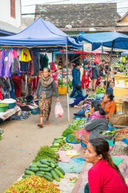 Luang Prabang Laos 'taki Luang Prabang Sabah Pazarı, 9 Şubat 2017