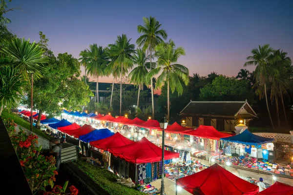 The night market in front of National museum of Luang Prabang