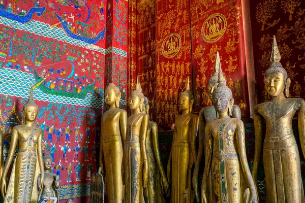 Mycket Gamla Buddha Statyer Wat Xieng Thong Luang Prabang Laos — Stockfoto