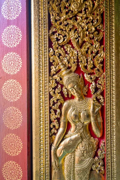 Detalhes Tiro Wat Xieng Thong Templo Mais Popular Luang Pra — Fotografia de Stock