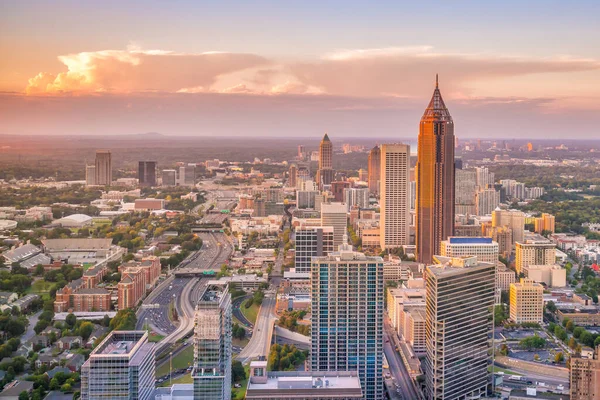 Skyline Města Atlanta Při Západu Slunce Gruzii Usa — Stock fotografie