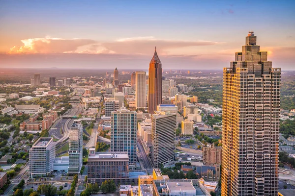 Skyline Van Atlanta Stad Bij Zonsondergang Georgia Verenigde Staten — Stockfoto