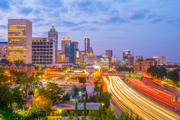 Atlanta Şehrinin Skyline Georgia Abd Gün Batımında — Stok fotoğraf