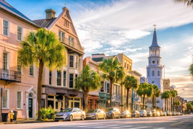 Charleston, Güney Carolina 'nın tarihi şehir merkezi, ABD 
