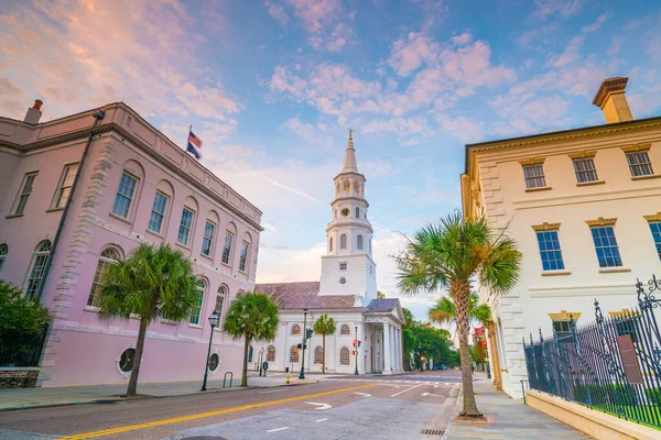 Centro Histórico Charleston Carolina Sul Eua Entardecer — Fotografia de Stock