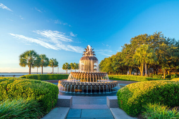 Pineapple Fountain at  the Waterfront Park in Charleston, South Carolina, USA
