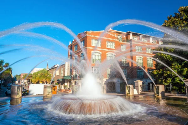 Fontána Parku Waterfront Charlestonu Jižní Karolína Usa — Stock fotografie