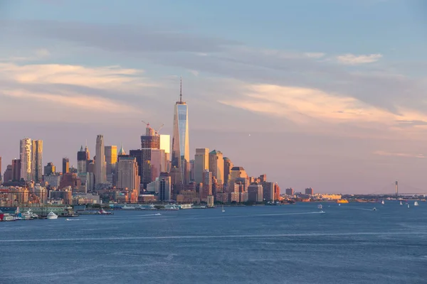 Manhattan Skyline Ved Solnedgang New York City – stockfoto