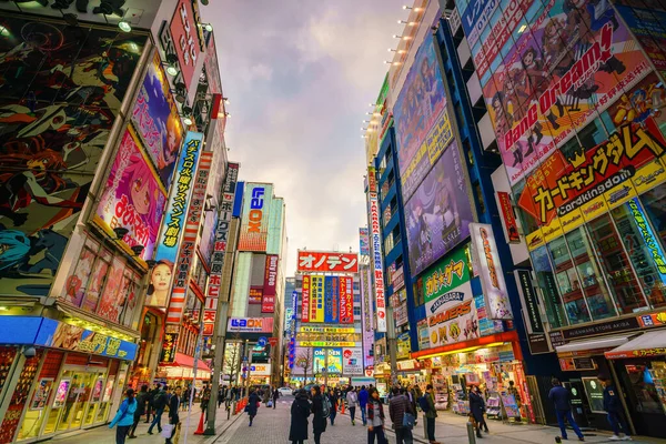 Tokio Japonsko March 2017 Neonové Reklamy Elektronice Akihabara Soumraku Března — Stock fotografie