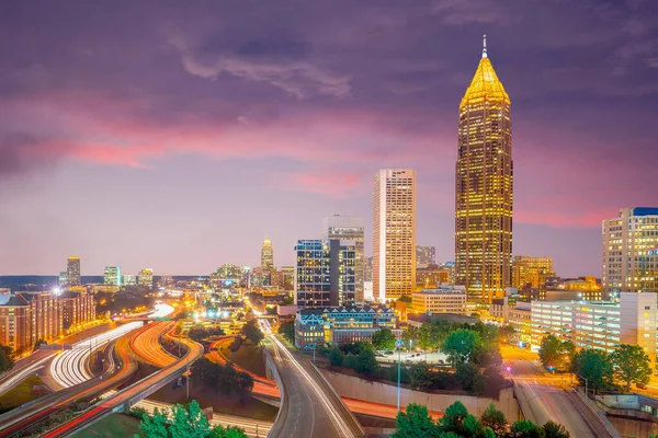 Atlanta Şehrinin Skyline Georgia Abd Gün Batımında — Stok fotoğraf
