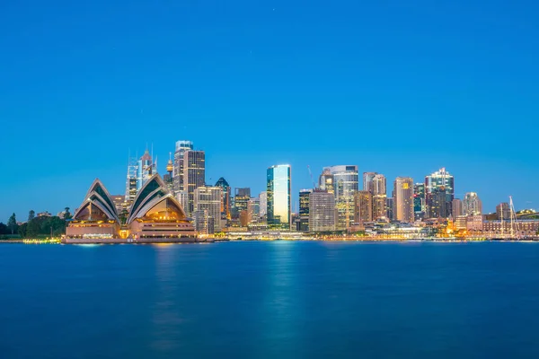 Skyline Downtown Sydney Australia Crepuscolo — Foto Stock