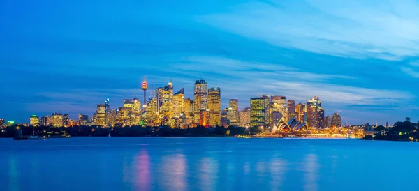 Downtown Sydney Skyline Austrália Crepúsculo — Fotografia de Stock