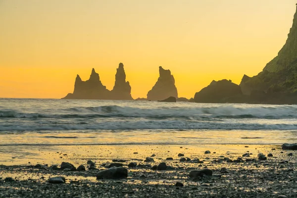 Paysage Côte Vik Coucher Soleil Islande — Photo