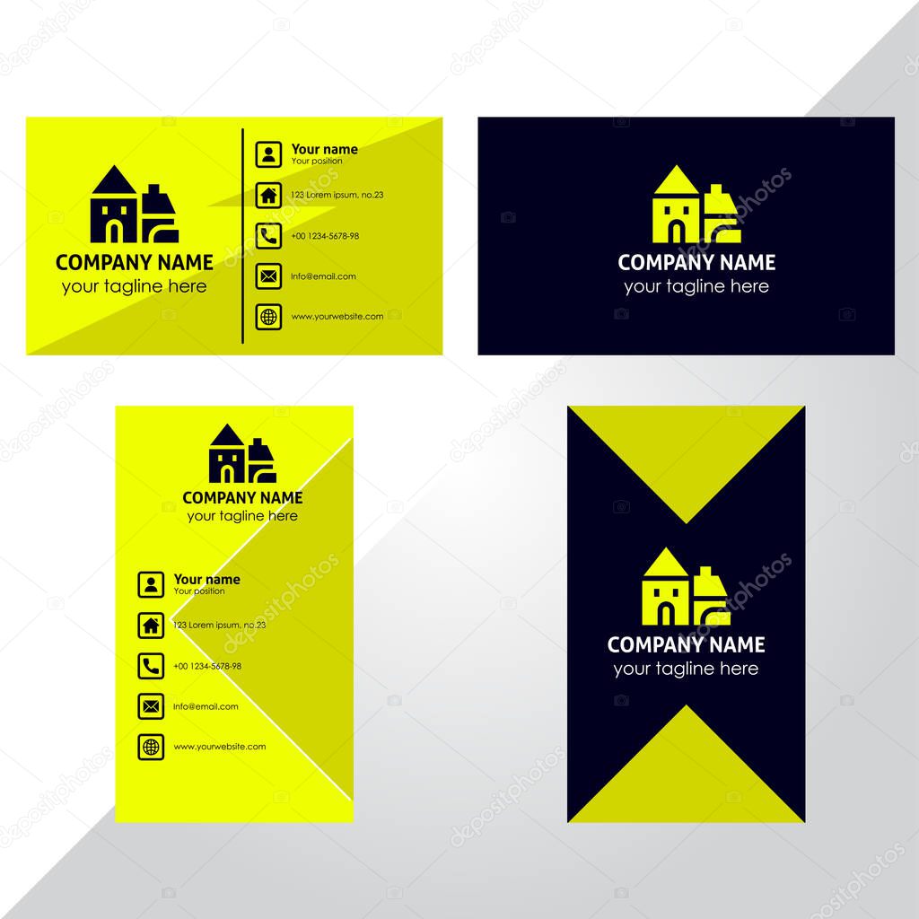 Name card bundle yellow construction template